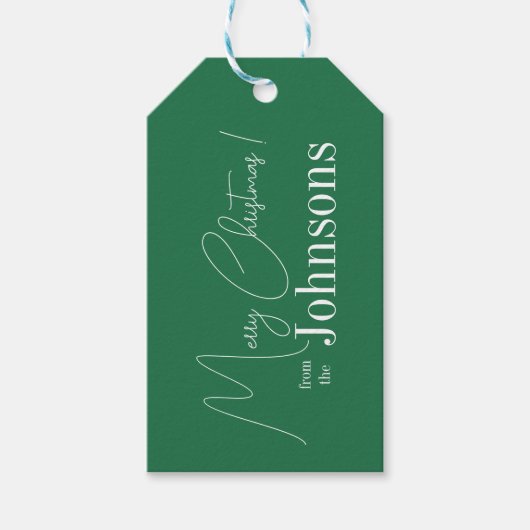 クリスマスメリークリスマスモダングリーン ギフトタグ (正面)