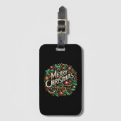 クリスマスメリークリスマスモーニングホリデーカワイイ ラゲッジタグ (正面縦)
