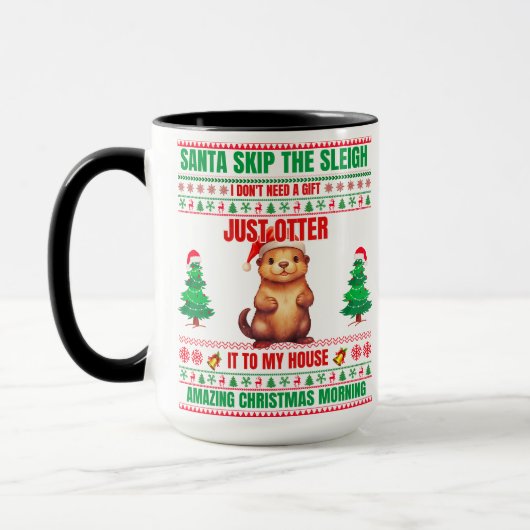 クリスマスメリークリスマス贈り物クリスマスオッター マグカップ (左)
