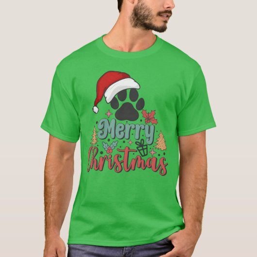 クリスマスメリークリスマスfor Gift Christmas Dog r Tシャツ (正面)