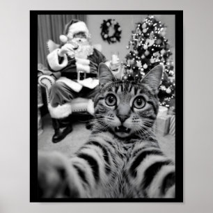 クリスマスメリーサンタクロースXマスおもしろいキャットセルフィー ポスター