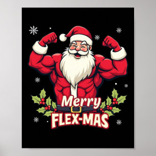 クリスマスメリーサンタフィットネスのためのフレックスマスの筋肉 ポスター