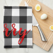 クリスマスメリーバッファロープレイド キッチンタオル (四つ折り)