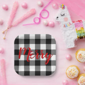 クリスマスメリーバッファロープレイド ペーパープレート (パーティー)