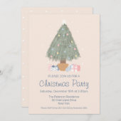 クリスマスメリーパーティーと明るいクリスマスツリー 招待状 (正面/裏面)