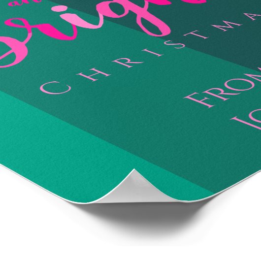 クリスマスメリーパーティーと明るいピンクと緑 ポスター (角)