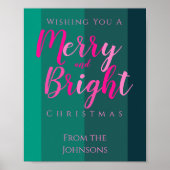 クリスマスメリーパーティーと明るいピンクと緑 ポスター (正面)