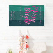 クリスマスメリーパーティーと明るいピンクと緑 横断幕 (インサイチュ)