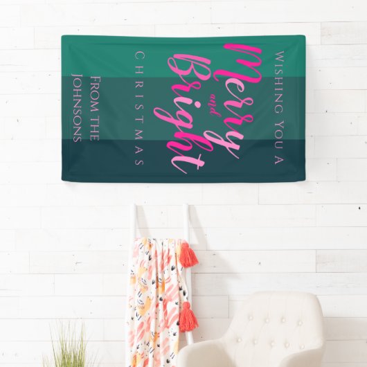 クリスマスメリーパーティーと明るいピンクと緑 横断幕 (インサイチュ)