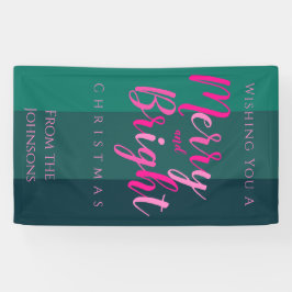 クリスマスメリーパーティーと明るいピンクと緑 横断幕