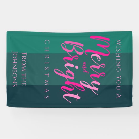 クリスマスメリーパーティーと明るいピンクと緑 横断幕 (横)