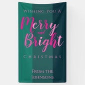 クリスマスメリーパーティーと明るいピンクと緑 横断幕 (縦)