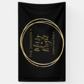 クリスマスメリーパーティーと明るい黒金ゴールド 横断幕 (縦)