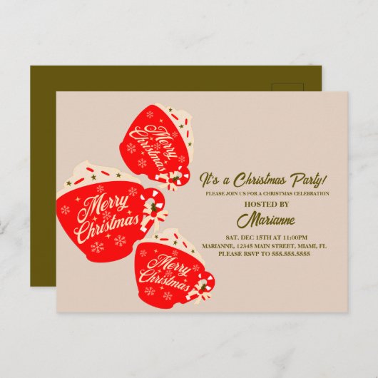 クリスマスメリーパーティーホットチョコレートマグ ポストカード (正面/裏面)