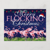 クリスマスメリーピンクのフラミンゴ シーズンポストカード (正面)