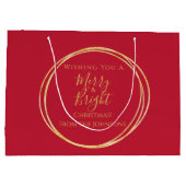 クリスマスメリーファミリーと鮮やかな赤金ゴールド ラージペーパーバッグ (裏面)