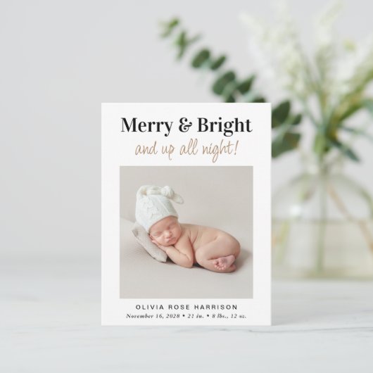 クリスマスメリーブライトフォトホリデー誕生 案内ポストカード (スタンド正面)