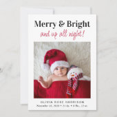 クリスマスメリーブライトフォトホリデー誕生 案内状 (正面)