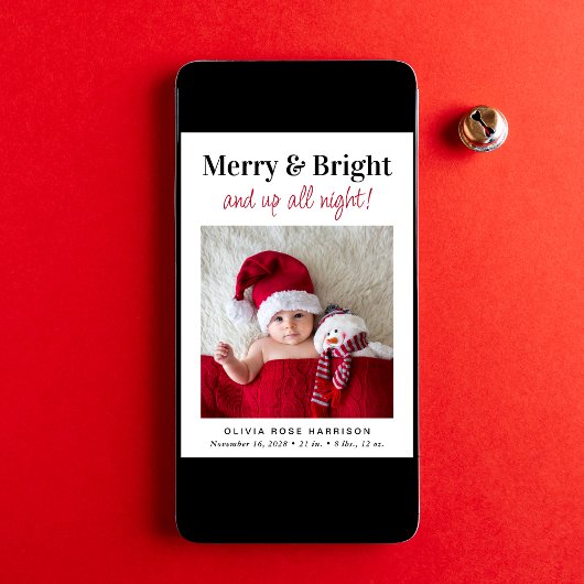 クリスマスメリーブライト4フォトホリデー誕生 案内状