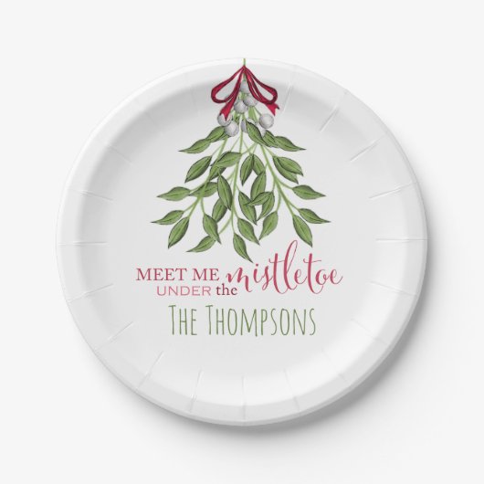 クリスマスメリーミストレトーホリデイベリーグリーン ペーパープレート (正面)