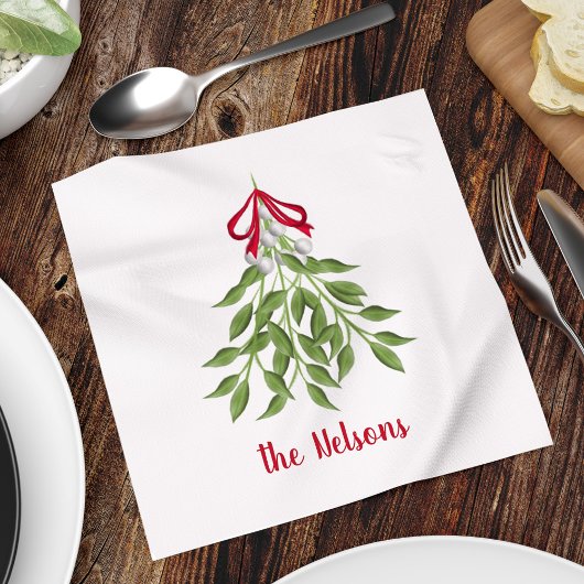 クリスマスメリーミストレトーホリデーお洒落キュート スタンダードカクテルナプキン