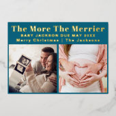 クリスマスメリーモダン妊娠の増加 箔シーズンカード (正面)