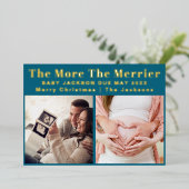 クリスマスメリーモダン妊娠の増加 箔シーズンカード (立ち正面)