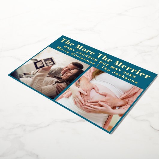 クリスマスメリーモダン妊娠の増加 箔シーズンカード (回転した状態)