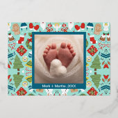 クリスマスメリーモダン妊娠の増加 箔シーズンカード (裏面)