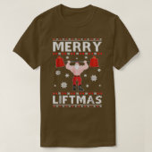 クリスマスメリーリフトマスサンタフィットネスジム醜いSwe Tシャツ (デザイン正面)