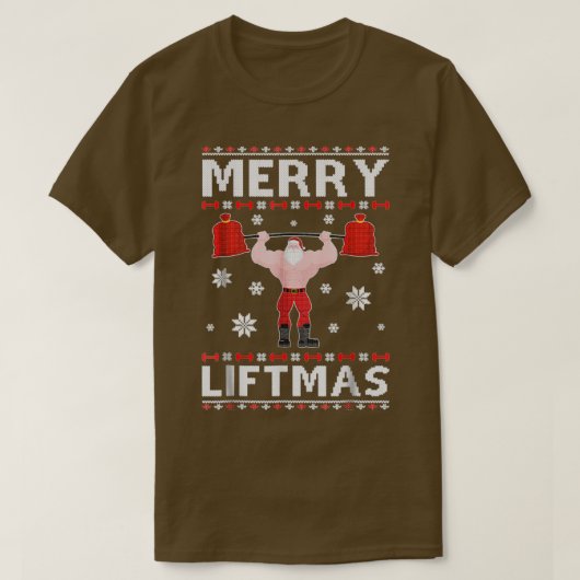 クリスマスメリーリフトマスサンタフィットネスジム醜いSwe Tシャツ (デザイン正面)