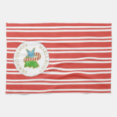 クリスマスメリーレッドホリデークッキーパーソナライズされた キッチンタオル (横)