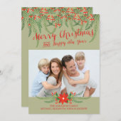 クリスマスメリー休暇の写真カードを持っている シーズンカード (正面/裏面)