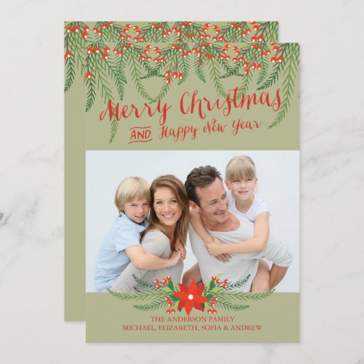 クリスマスメリー休暇の写真カードを持っている シーズンカード (正面/裏面)