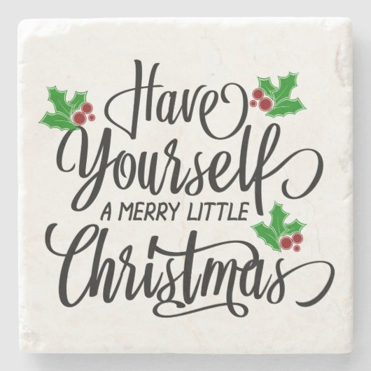 クリスマスメリー休暇を過ごす ストーンコースター (正面)