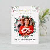 クリスマスメリー妊娠ベビーが金ゴールドを明らかにする 箔シーズンカード (立ち正面)