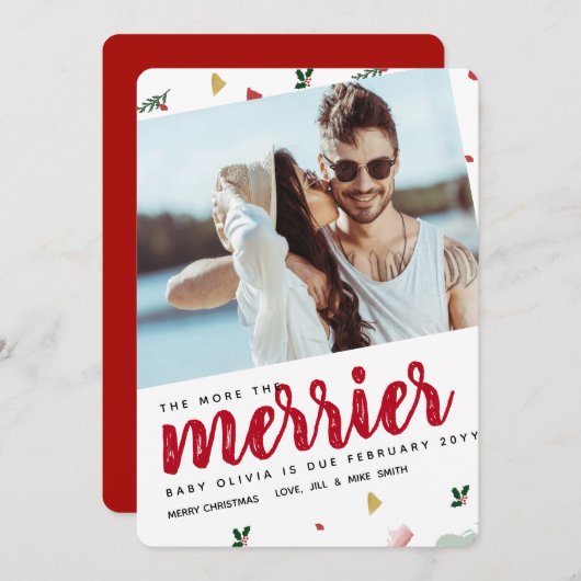 クリスマスメリー妊娠発表の増加 招待状 (正面/裏面)
