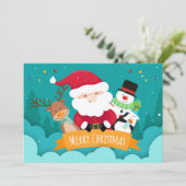 クリスマスメリー引用文とホワイト文字ホリデーカード シーズンカード (スタンド正面)