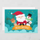 クリスマスメリー引用文とホワイト文字ホリデーカード シーズンカード (正面/裏面)