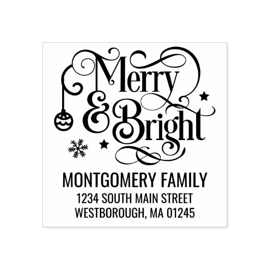 クリスマスメリー引用文&ブライト差出人住所 ラバースタンプ (インプリント)