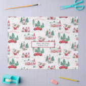 クリスマスメリー格言と明るい赤トラックの森 薄葉紙 (クラフト)