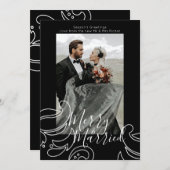 クリスマスメリー白黒と結婚した シーズンカード (正面/裏面)