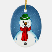 クリスマスメリー装飾品の雪だるま セラミックオーナメント (正面)