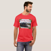 クリスマスメンズシャツのための列車のホーム Tシャツ (正面フル)