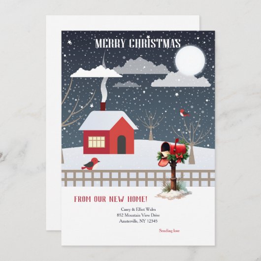 クリスマスメールボックスの休日のグリーティングカード シーズンカード (正面/裏面)