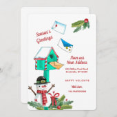 クリスマスメールボックスの新しい住所の発表 招待状 (正面/裏面)