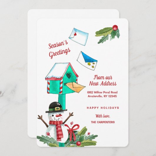 クリスマスメールボックスの新しい住所の発表 招待状 (正面/裏面)