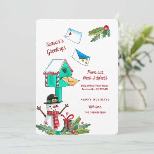 クリスマスメールボックスの新しい住所の発表 招待状 (スタンド正面)