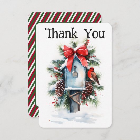 クリスマスメールボックス郵便運送業者のサンキューカード サンキューカード (正面/裏面)