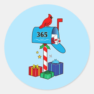 クリスマスメールボックス((鳥)ショウジョウコウカンチョウとギフト) ラウンドシール